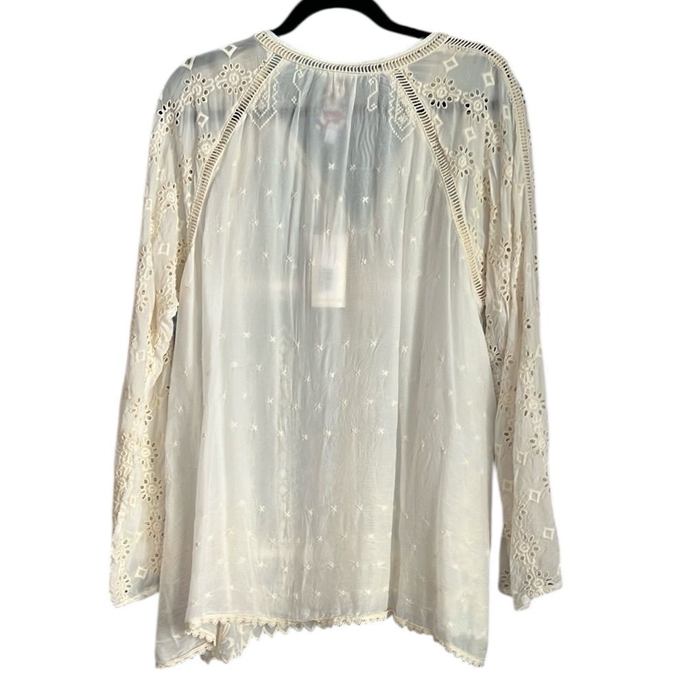 NWT! Johnny Was Laurel Amari Delicate Boho Pale Cream Blouse Size L - Picture 4 of 14